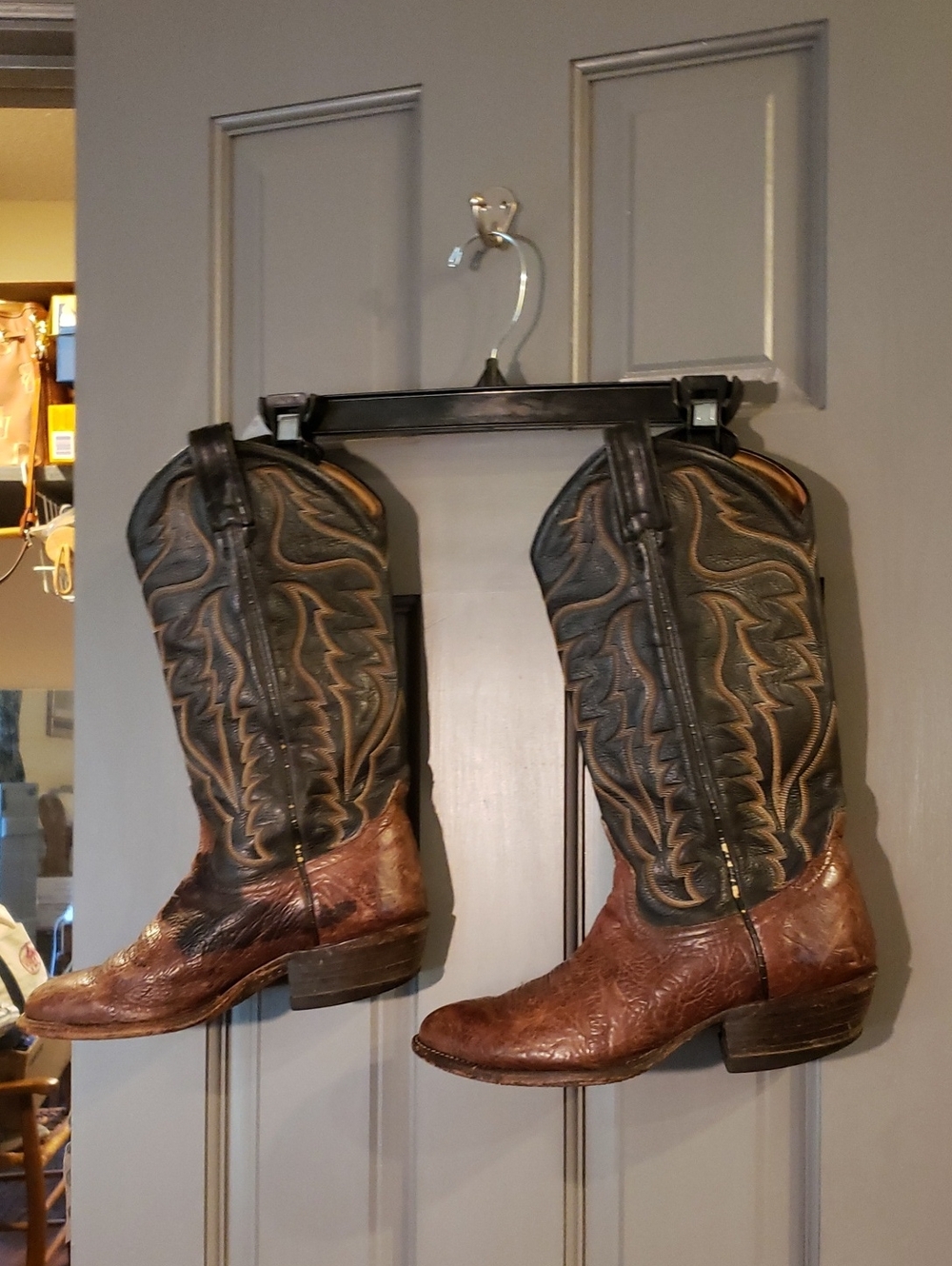 Tony Lama Two-Tone Brown and Black Western Cowboy Boots